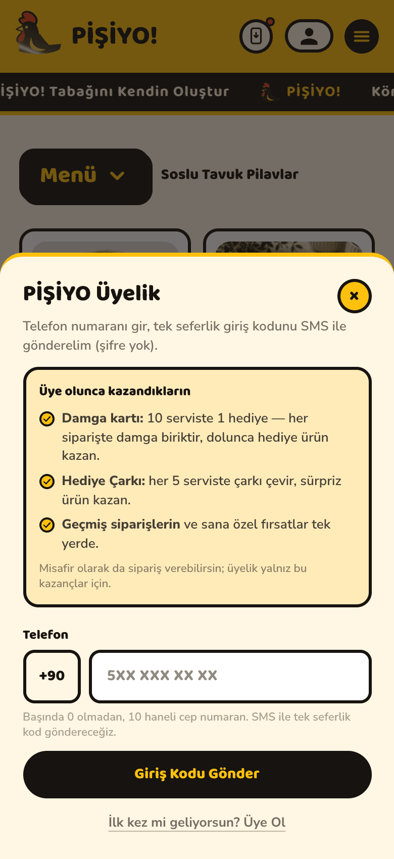 Üyelik ve sadakat kaydı