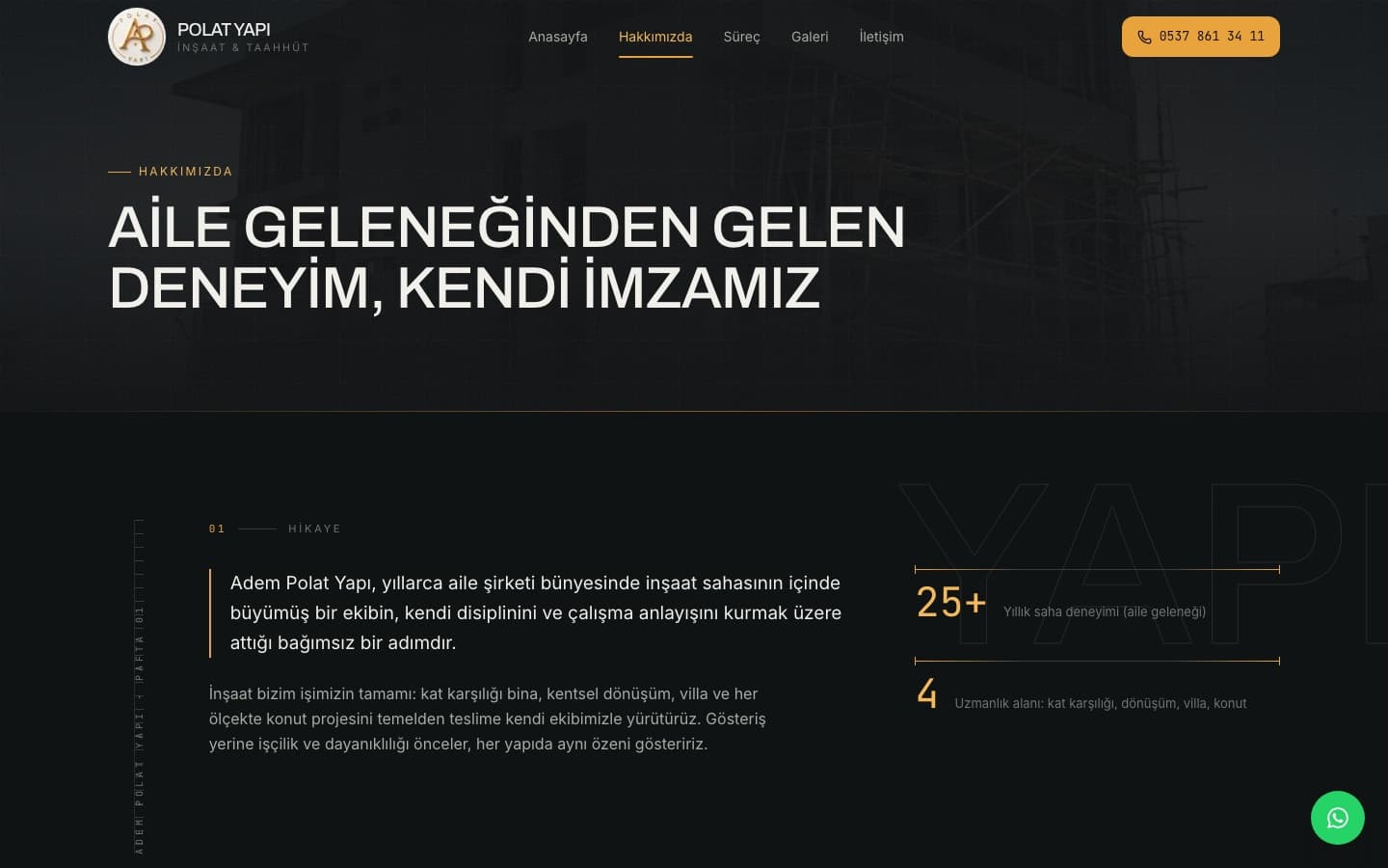 Hakkımızda: mimari pafta estetiği, kontur tipografi ve istatistikler